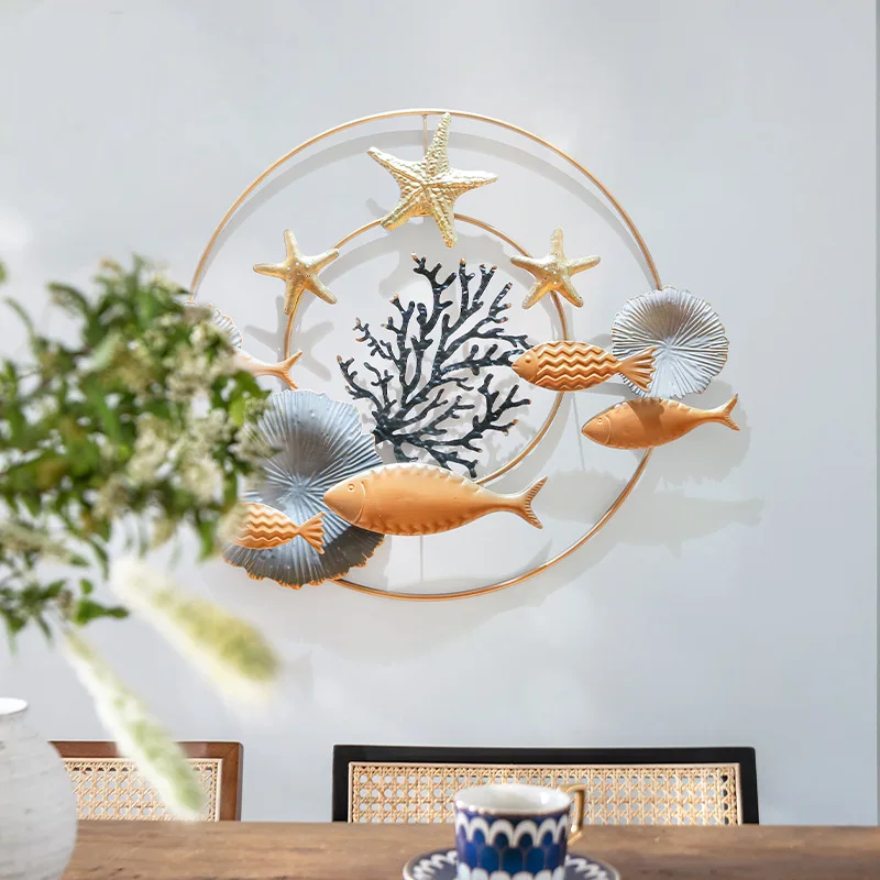 Ocean Style Creative 3D Iron Craftsn Fish Background Bedroom Wall Decoration Indoor Children's Room Decoration Accessories