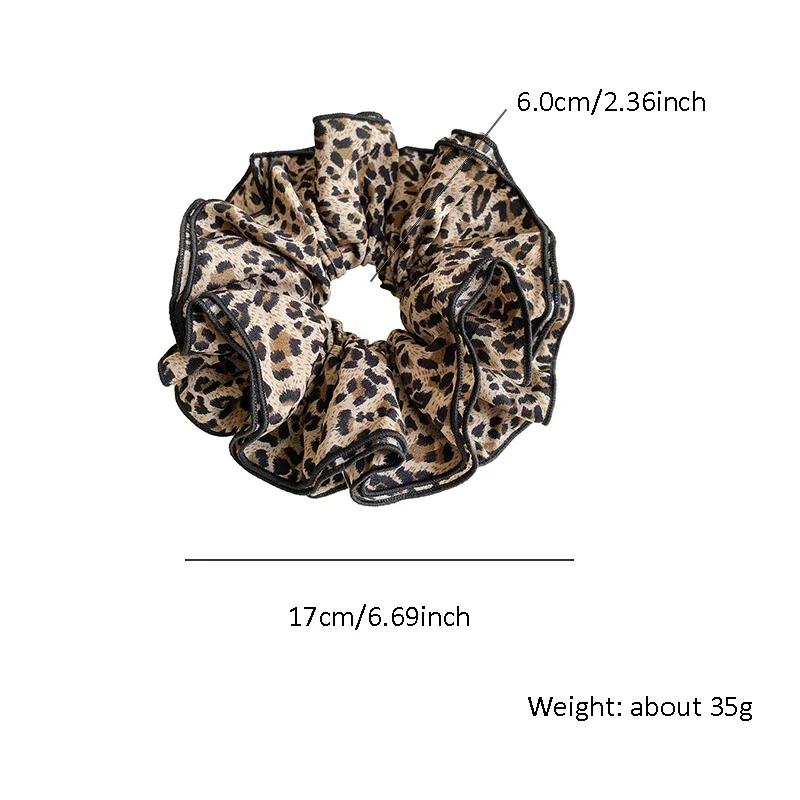 Retro Herbst Winter Leopard Print Scrunchies für Frauen Vier-schicht Große Größe High-end-Kopf Blume Brötchen Haar seil Mode Haar Krawatte – Detail 2