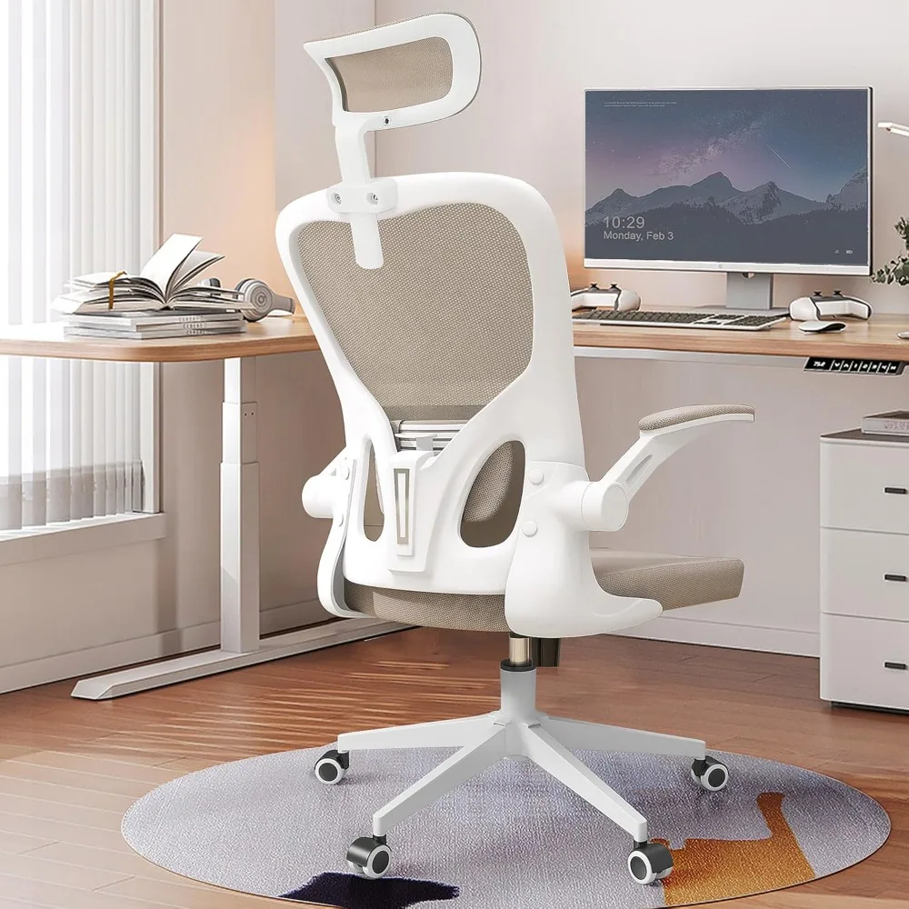 

Ergonomic Office Chair, High Back Mesh Computer Desk Chair with Flip-up Arms, Adjustable Lumbar Support & Headrest