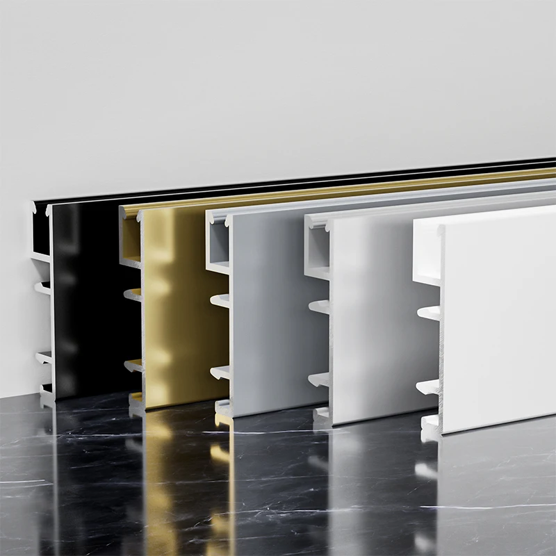 Aluminum LED Top Light Skirting Board 50cm 4Pcs 3 Colors, Upward Light Baseboard Trim for Living Room Bedroom Floor Molding