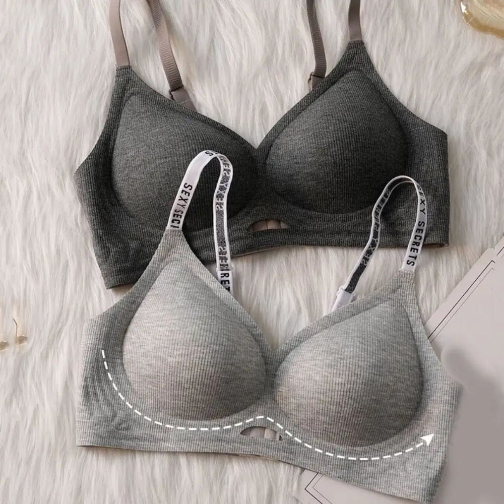 

Solid Color 3/4Cup Seamless Bras Push Up Thin Strap Wireless Deep V Bra Shockproof Lingerie Underwear for Women Girl