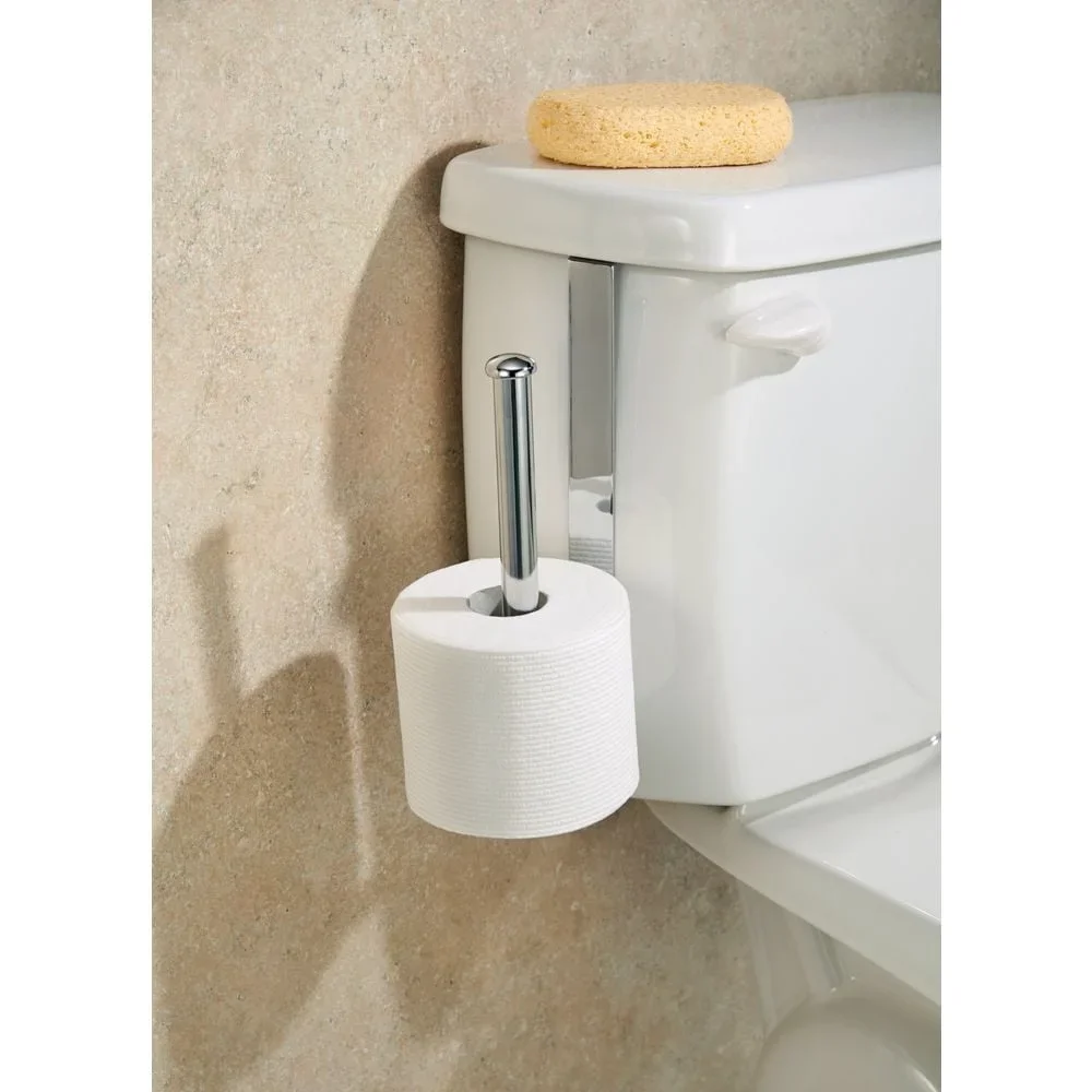 

No Tools Needed Over Tank Toilet Paper Holder Chrome Steel Holds 2 Rolls Bathroom Organizer Easy Install