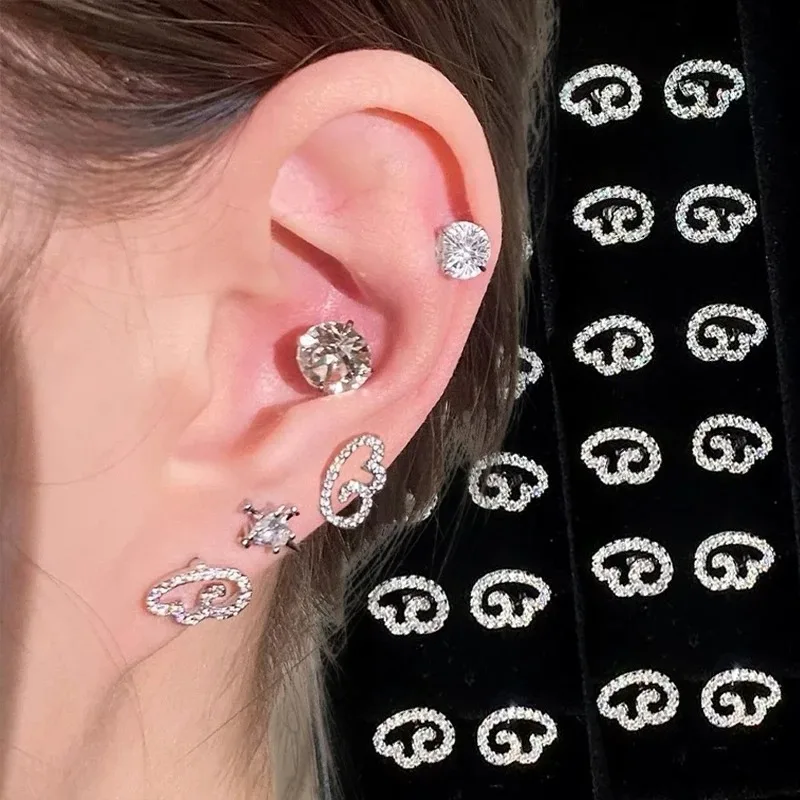 Kawaii Angel Wings Eardrop Series Shiny Earrings Exquisite Hollow Wing Ear Stud y2K Korean Fashoin Zircon Earring for Sweet Girl
