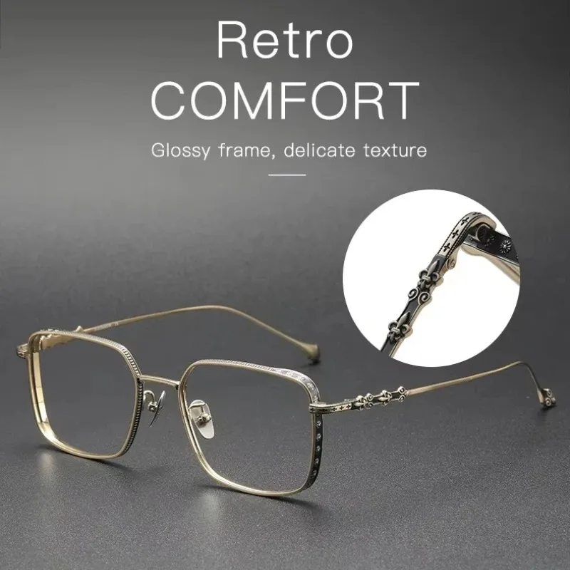 

High-end Ultra-light Brass Eyewear Frame Pure Titanium Optical Glasses Frame Carving Fashion Trend Prescription Reading Glasses