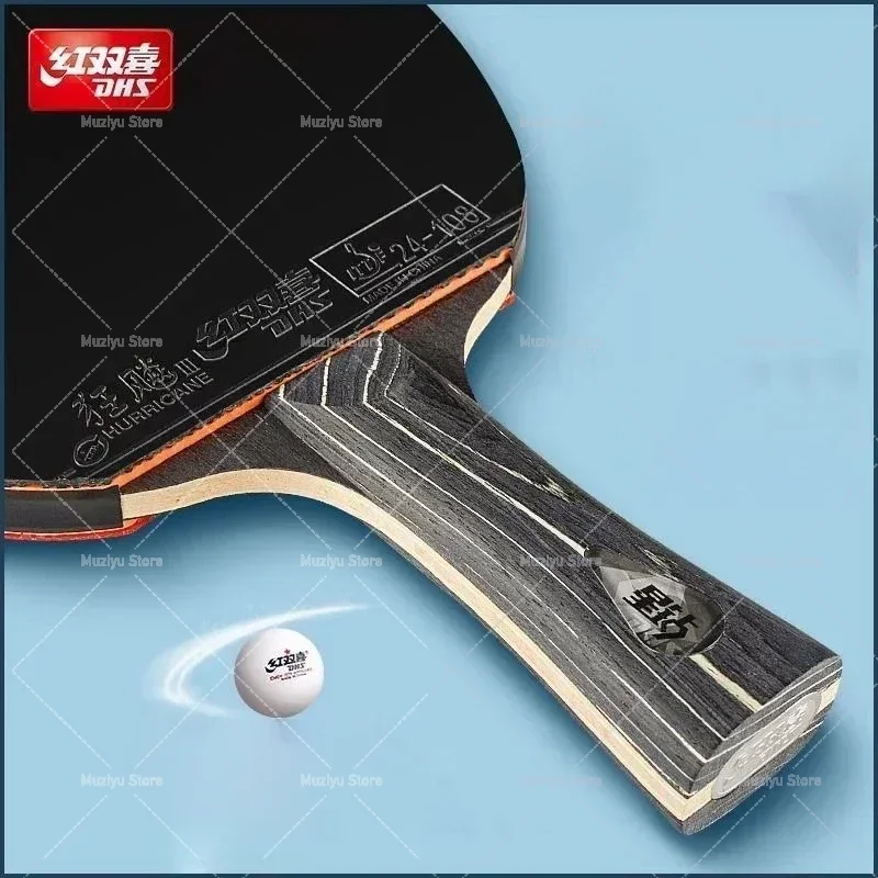 DHS DIAMOND Black 7-lagiger Tischtennisschläger mit Hurricane 3 Rubbers – professioneller Original-Tischtennisschläger