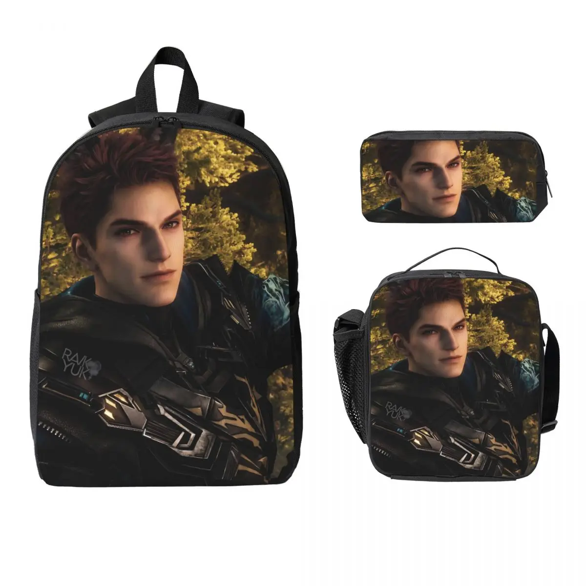 3Pcs Love And Deepspace Valko Prints Backpack Set for Children Pen Bags Bookbag Sets with Lunch Box For School Students Daypack