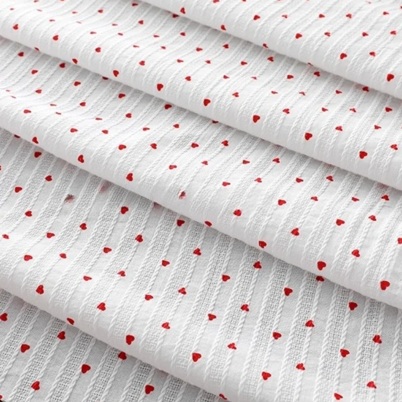 

Ткань из чистого хлопка в полоску с жаккардовым принтом, красное платье-рубашка в форме сердца, детская одежда «сделай сам», модная удобная ткань