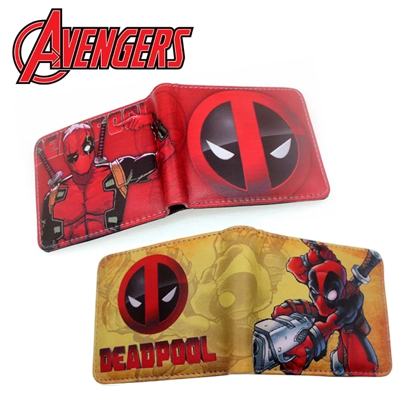 

Disney Deadpool Leather Short Wallet for Men Superhero Anime Figure ID Card Holder Wallets Kids Cartoon Coin Purse Gifts