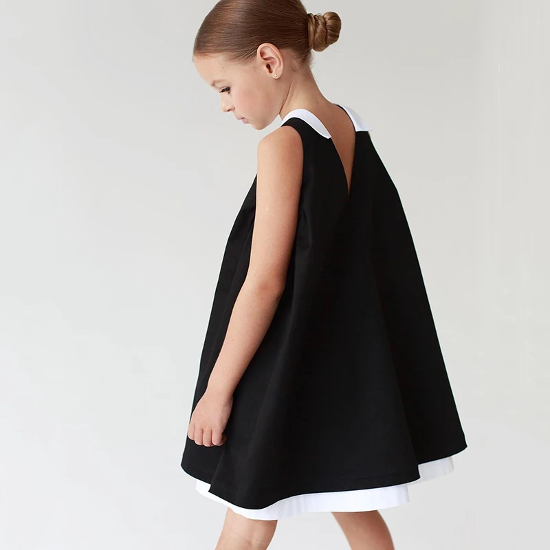 Eid Black Elegant Easter One-pieceWedding Bow Brithday Party Children Dress Kids Clothes for Young Girl Outfits Costumes