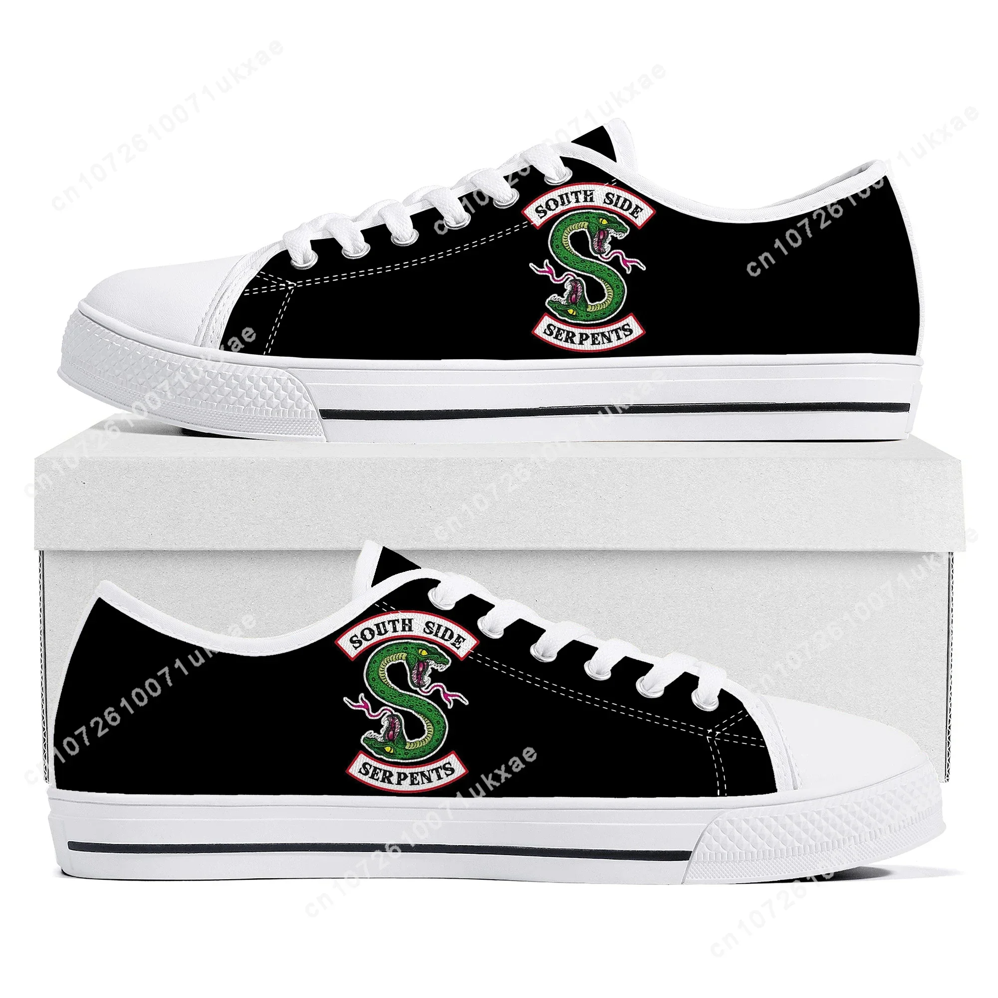 Riverdale South Side Serpents Low Top Sneakers Mens Womens Teenager Canvas Sneaker Casual Custom Made Shoes Customize Shoe