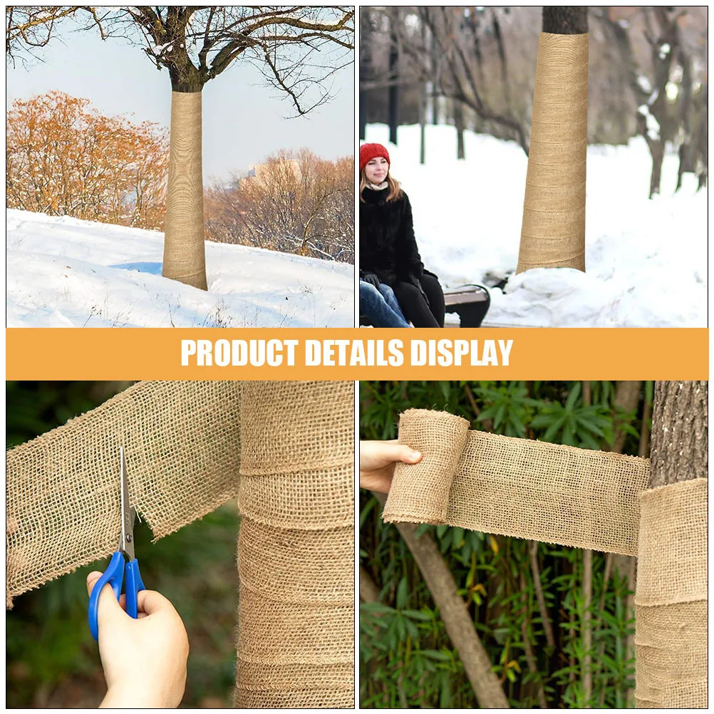 

5 Meters X 20 Centimeters Natural Burlap Tree Trunk Cover Wrap for Cold Weather Protection Reusable Bark Repair Bandage Garden