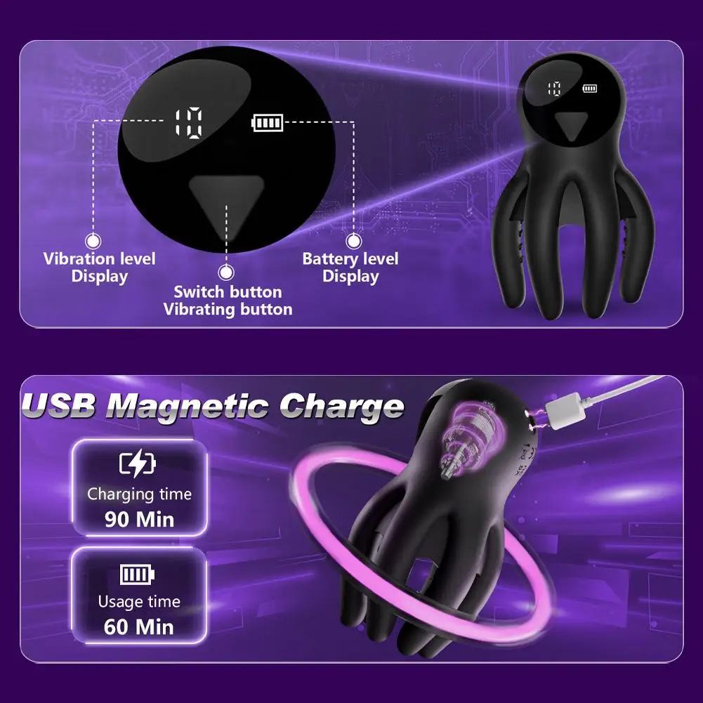 Masturbador Masculino Pulpo Copa De Avión Pene Masculino Vibrador Ejercitador Glande Masajeador Estimulador Placer Juguete Jugue