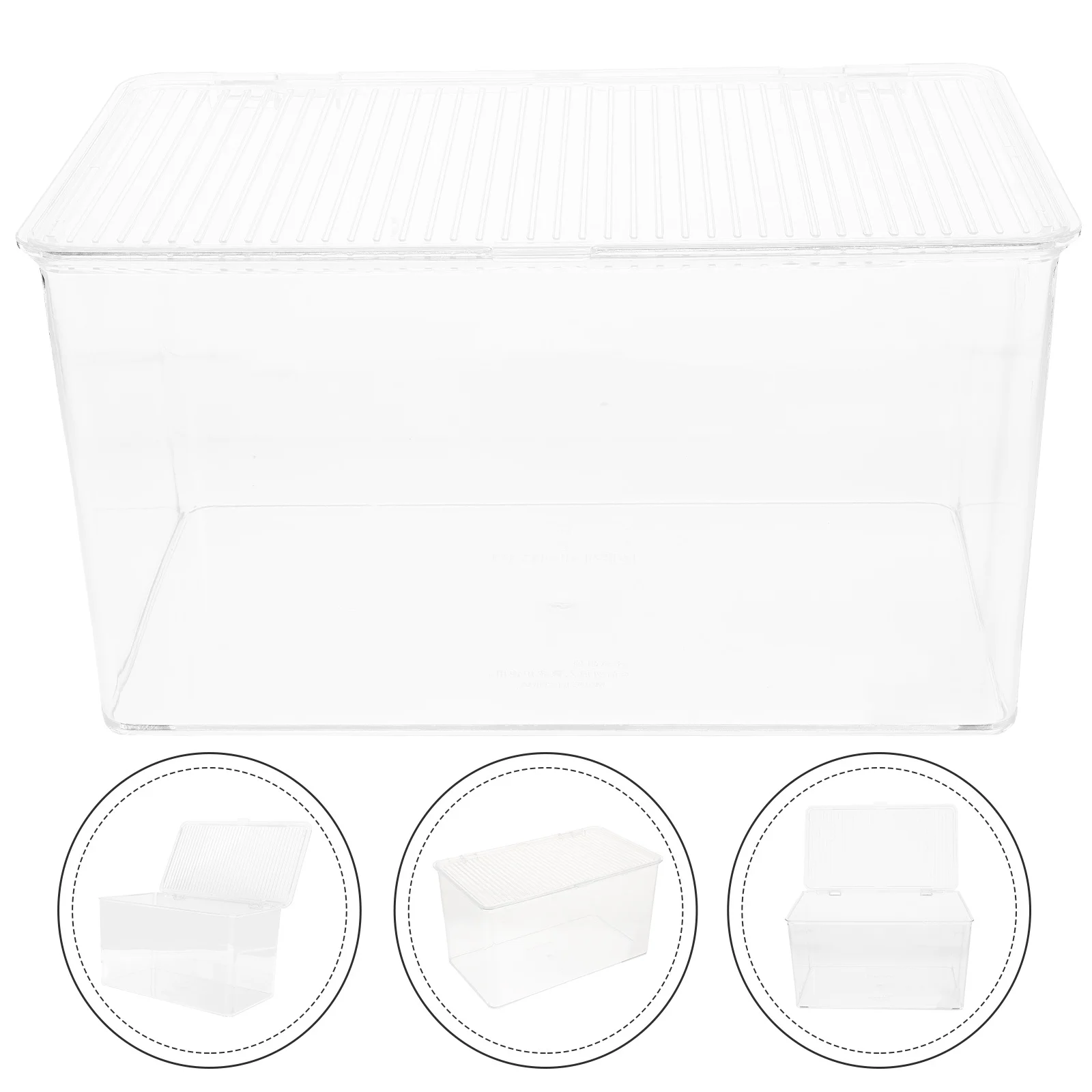 

Clear Storage Box Desktop Organizer Multi-Functional Pet Material with Lid for Home Office Sundries Makeup Pen Holder