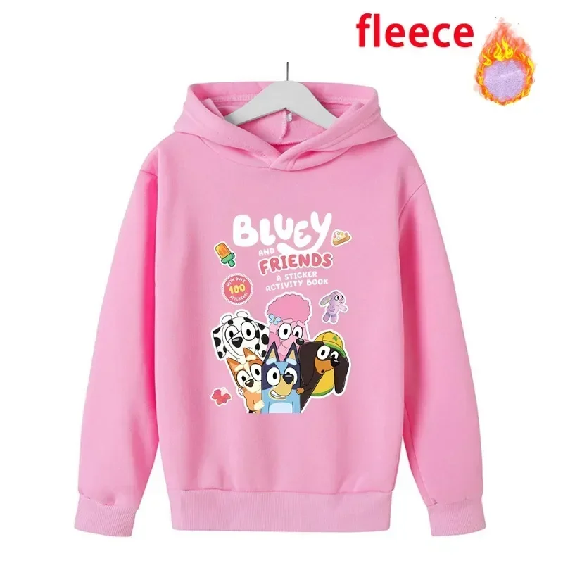 Bluey Children Clothing Thickening Hoodie Anime Bluey Bingo Warm Autumn Winter Cute Pullover for Girl Boy Clothes Christmas Gift