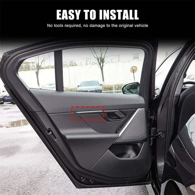 

For BMW 5 Series G60 2024-25 Real Carbon Fiber Car Door Inner Handle Behind Decorative Strips Stickers Interior Car Accessories