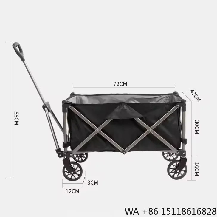 Collapsible Camping Trolley Wagon with Big Wheels: a Folding Fishing Bollerwagen Stroller Beach Cart for Sand.