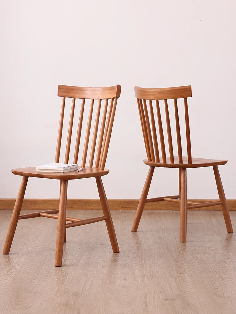 Cherry log Windsor chair Solid wood tenon and mortise back chair Simple white oak dining chair Household