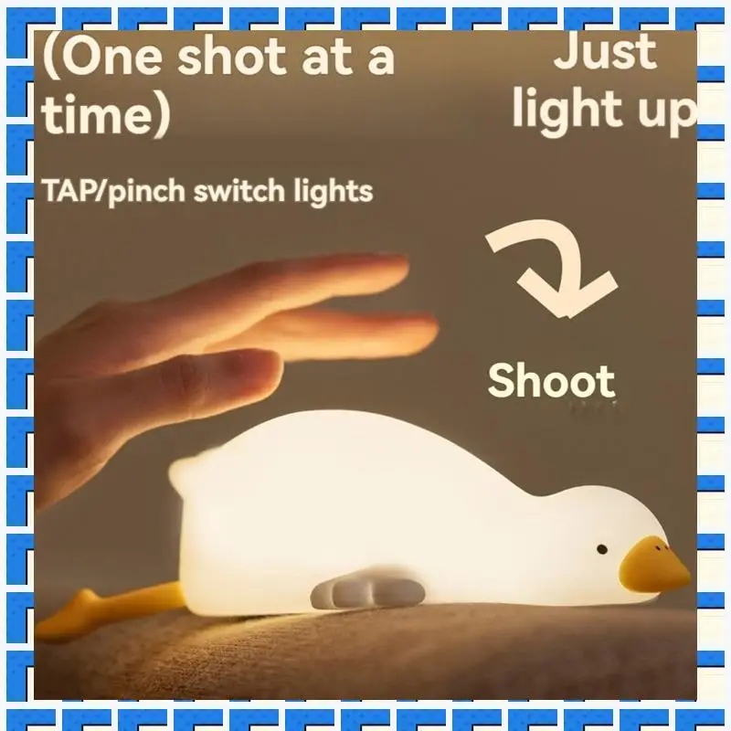 

ABNG Big White Goose Night Lamp Children's Bedside Fun Pat Lamp USB Rechargeable Soft Light Eye Protection Sleep Lamp