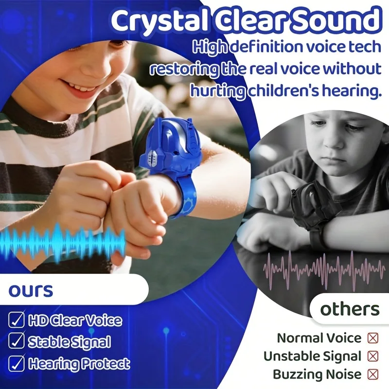 어린이용 워키토키 시계 장난감 만화 변신 로봇 발광 시계 야외 상호작용 통신 워키토키 장난감 선물