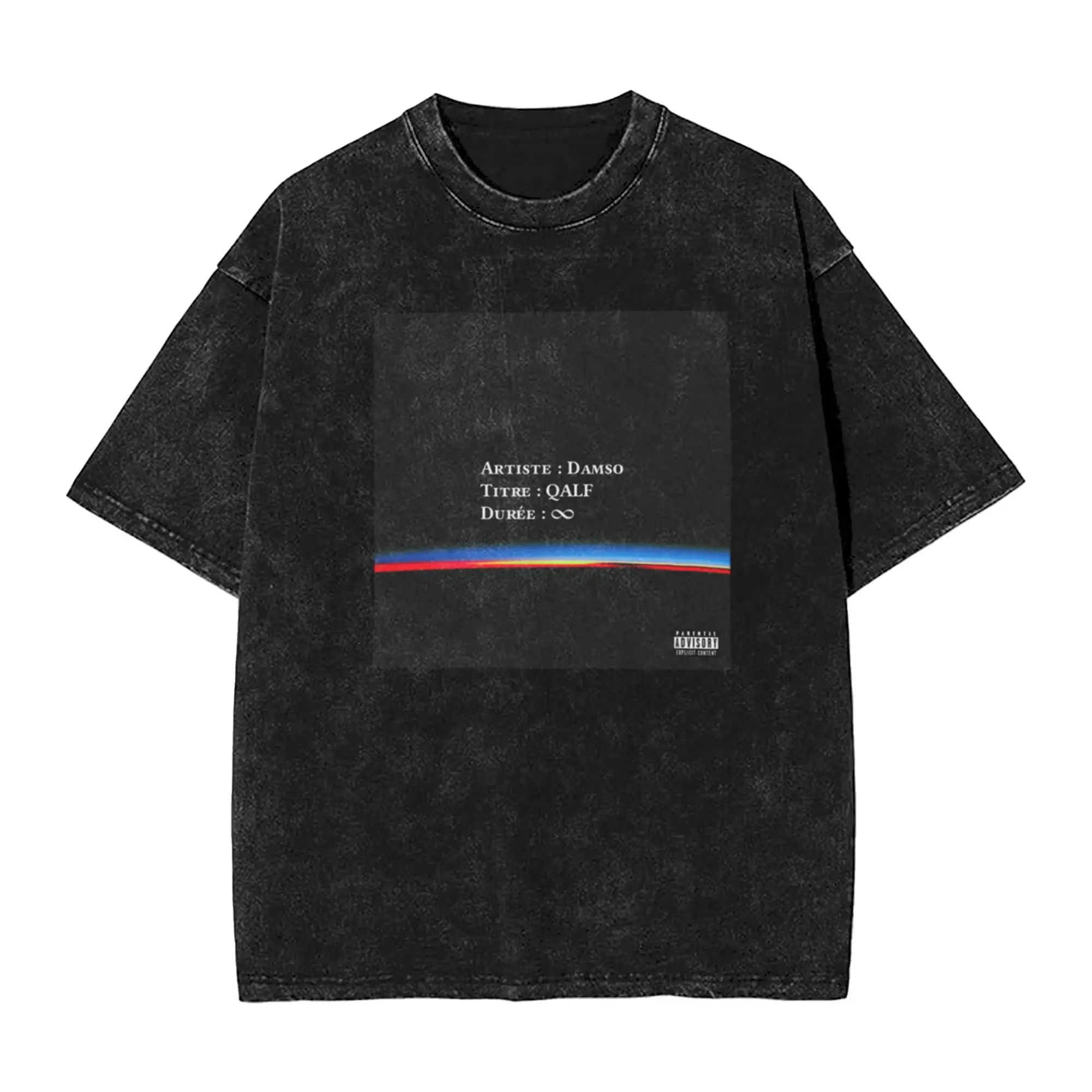 Damso QALF INFINITY Cover Classic Trendy A Washed T Shirt Men's Women's Oversized Cotton Tees Tops