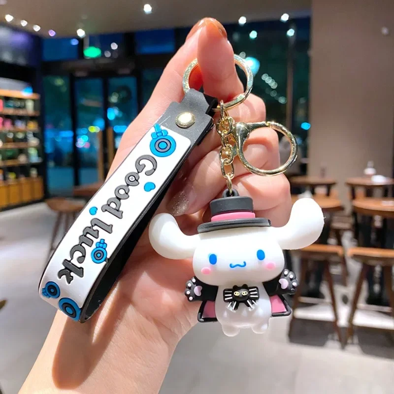 Cute Sanrio Kuromi Hello Kitty Cinnamoroll Melody Pom Pom Purin Cat's Claw Keychain Cartoon Key Ring Couple Bag Pendant Gift