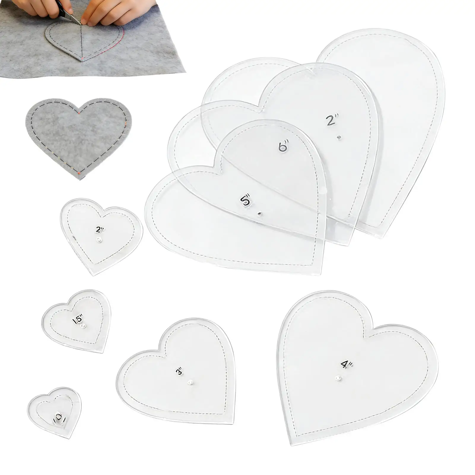 Acrylic Quilting Templates 8 Piece Heart Shape Acrylic Cutting Ruler Quilting Templates For Cutting Patterns For Beginner Women