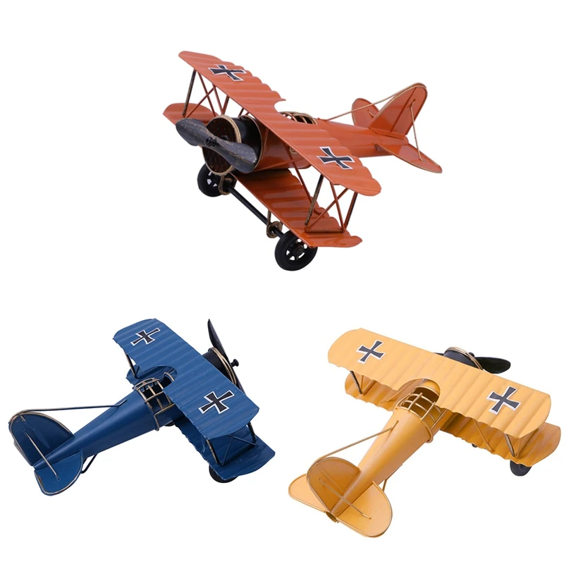 Retro Iron Aircraft Handicraft ,Metal Biplane Aircraft Models Home Decor