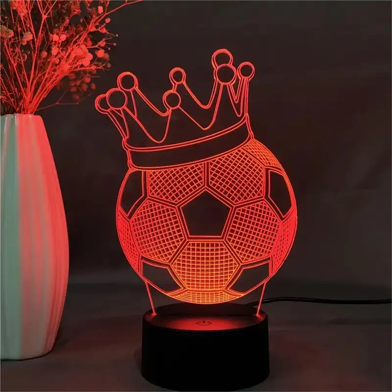 1pc  Football  3D Night Light, 3D Optical Illusion Lamp With Touch, 7-Color Changing Ambient Light For Bedroom