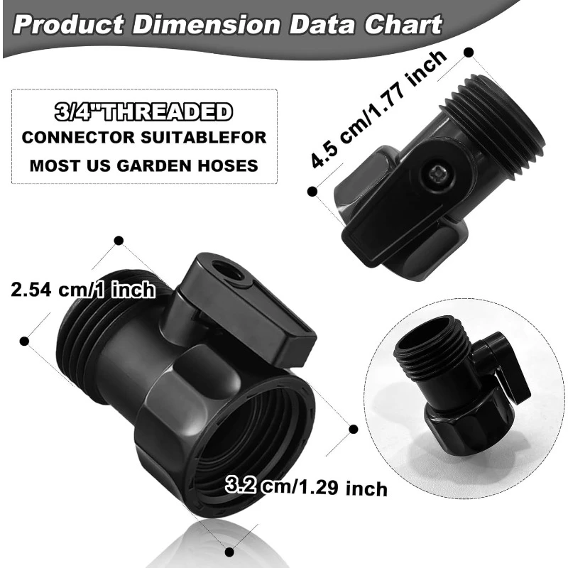 1pc 3/4GHT Garden Hose Threaded Joint Plastic Ball Valve Water Flow Control Switch Gardening Accessories
