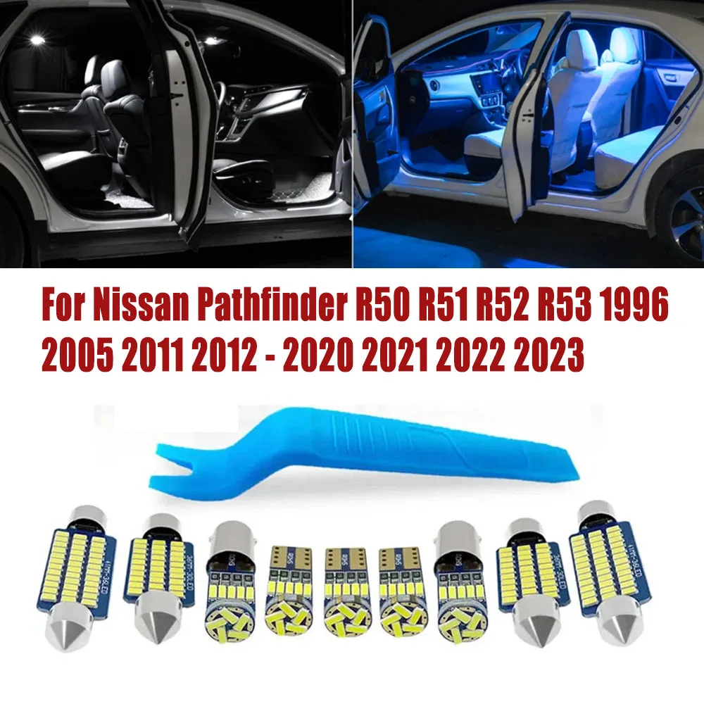 LED Interior Light Kit For Nissan Pathfinder R50 R51 R52 R53 1996 2005 2011 2012 - 2020 2021 2022 2023 Reading Bulbs Accessories