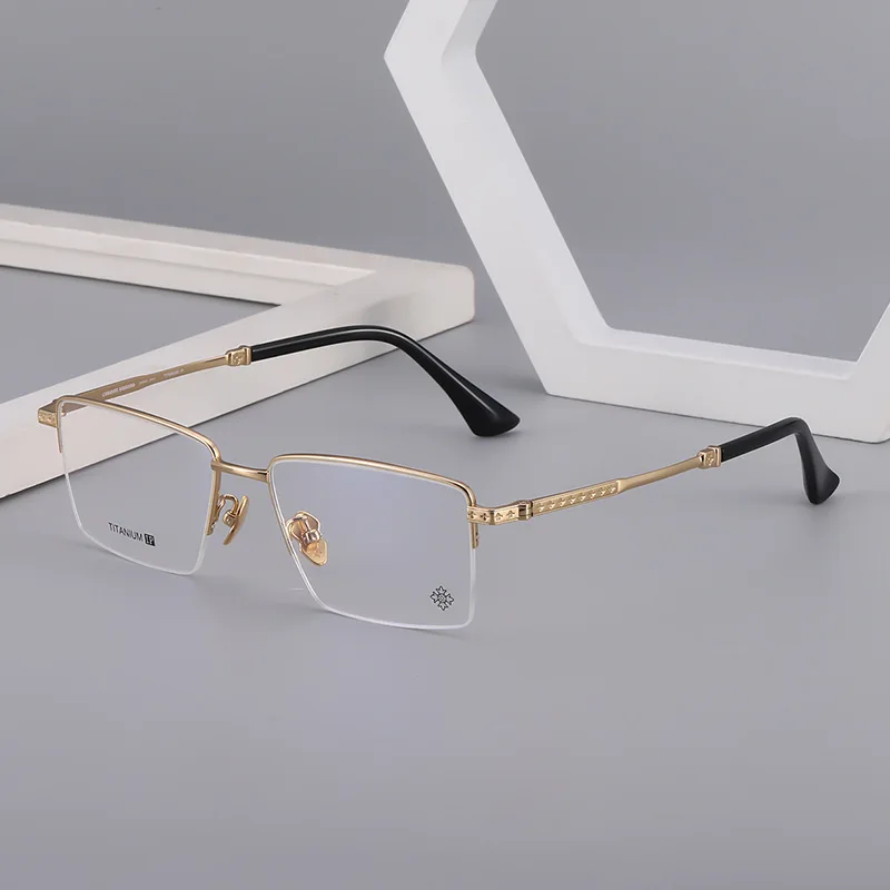 

Eyeglasses Frame Stupid and Handsome Pure Titanium Material Fashion Big Face Men's and Women's Glasses Half Frame 5302