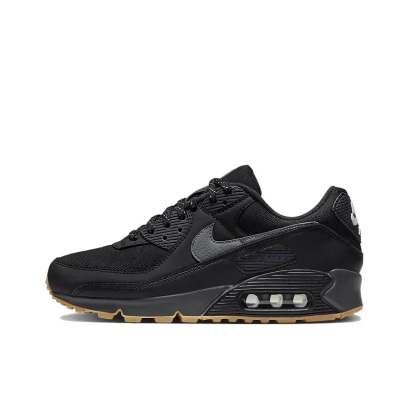 

Nike Air Max 90 Men's Women's Fabric Leather Sports Against Impact Anti Slip Fashion Outdoor Low Running Shoes Black Grey