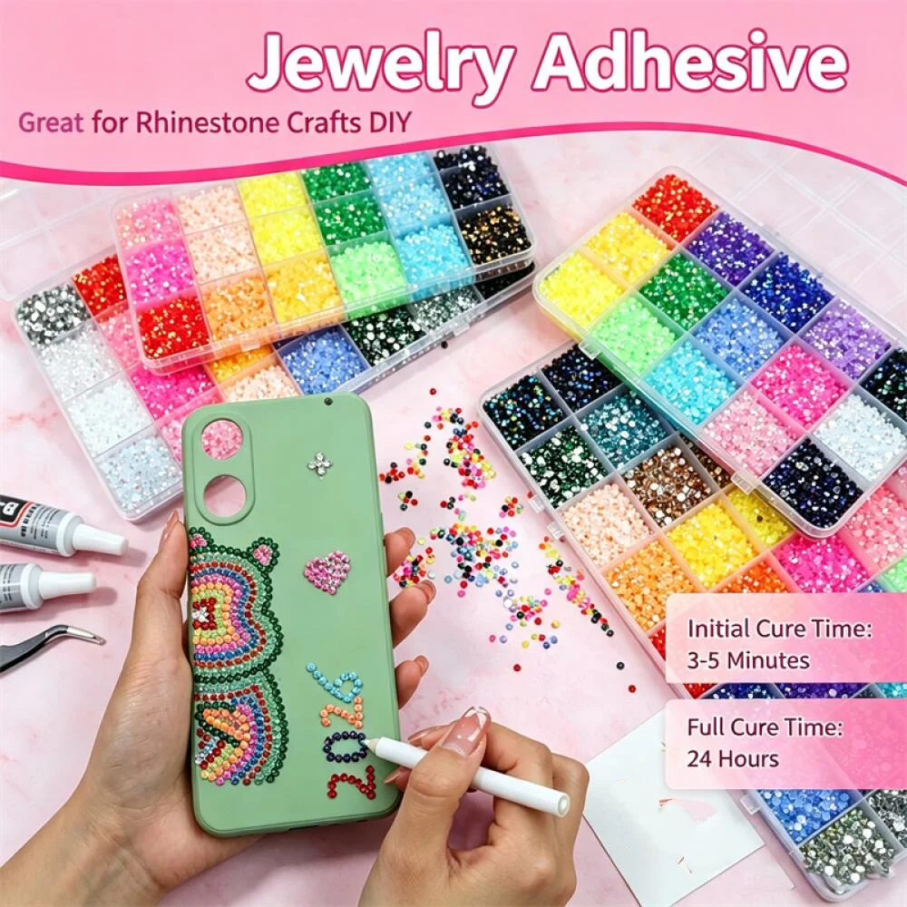 3MM Jelly Resin Rhinestones 40 Color Mixed Flatback Non-Hotfix Gems for DIY Clothes Nail Art Phone Case Hat with Tweezers
