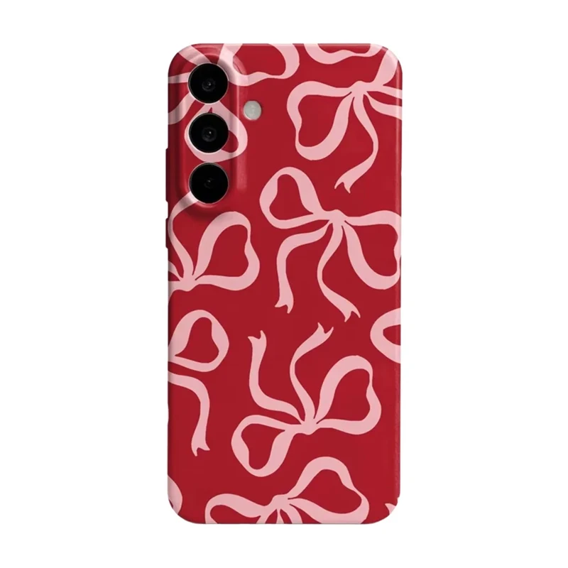 Ins Full Screen Pink Bowknot Phone Case For Samsung S26 S25 S24 S23 S22 S21 Ultra Plus Edge FE Hard PC Shockproof Back Cover