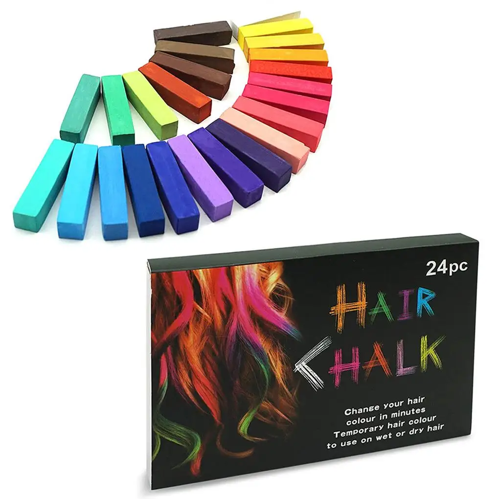 24 Colors Hair Chalks Temporary Hair Chalk Pens Washable Hair Color Non-Toxic Washable Hair Coloring Chalks