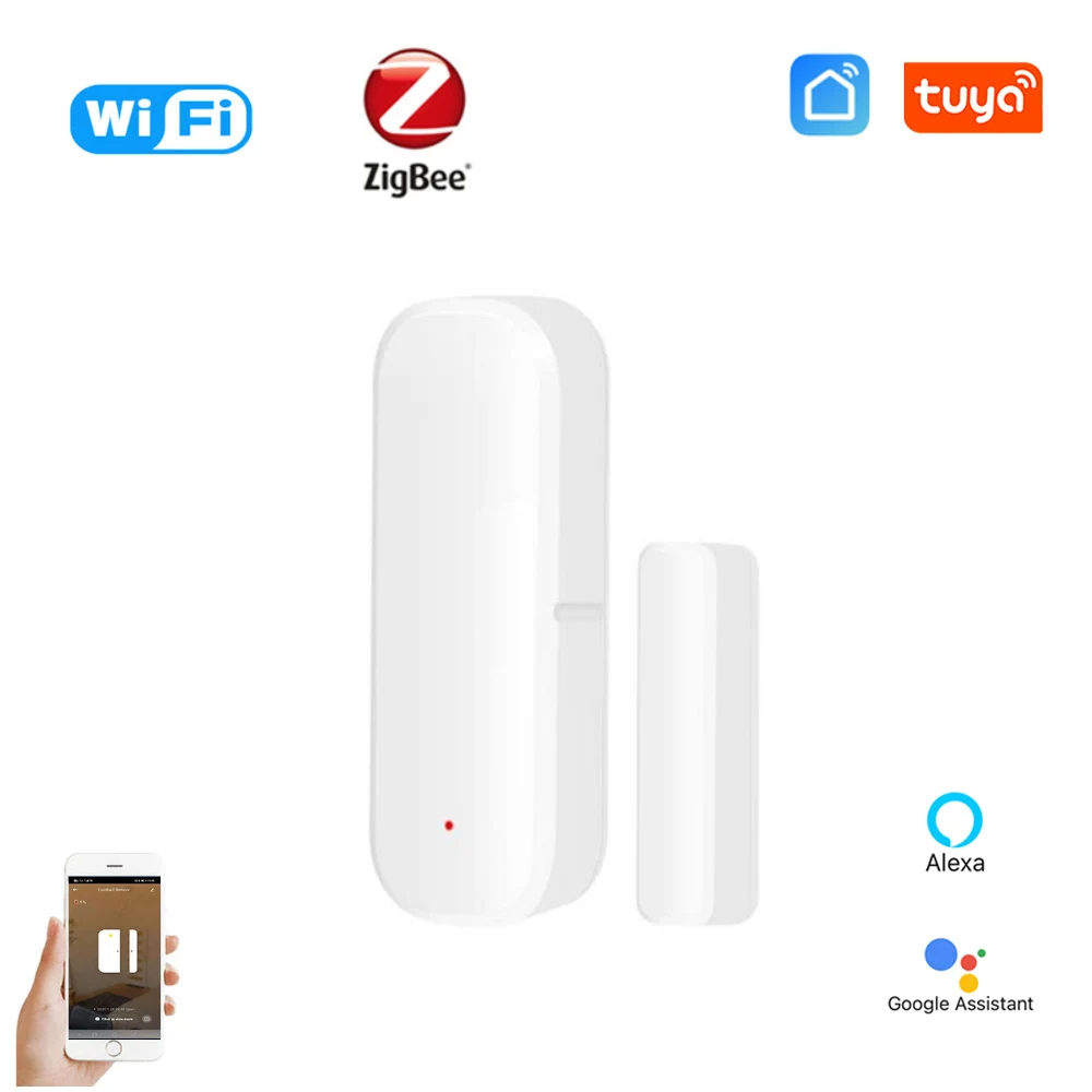 Wifi ZIgbee Smart Door Window Sensor on OFF Detector App Notification Home Security Alarm Via Alexa Google Home Tuya Smart Life