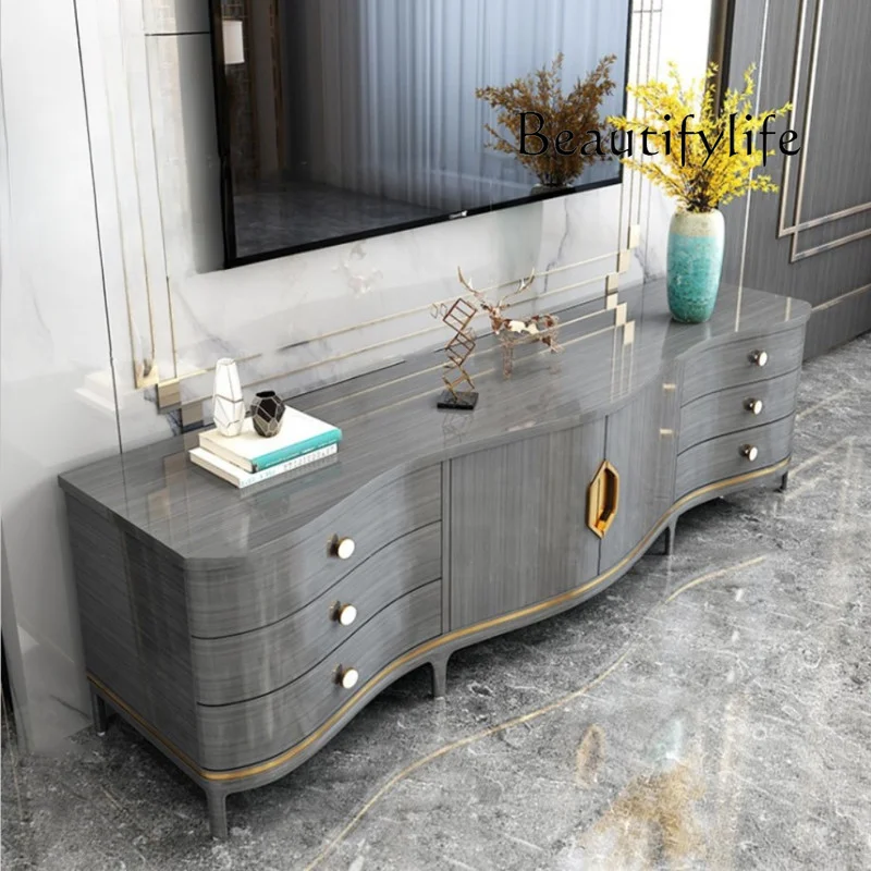

American light luxury audio-visual small apartment living room TV cabinet combination modern simple storage floor cabinet