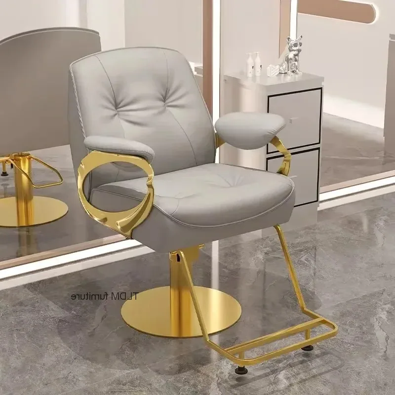 De Retro Gold Cadeira Barber Chair Aesthetic Barbeiro Premium Iron Beauty Hairdressing Salon Barber Chair Barbershop Furniture