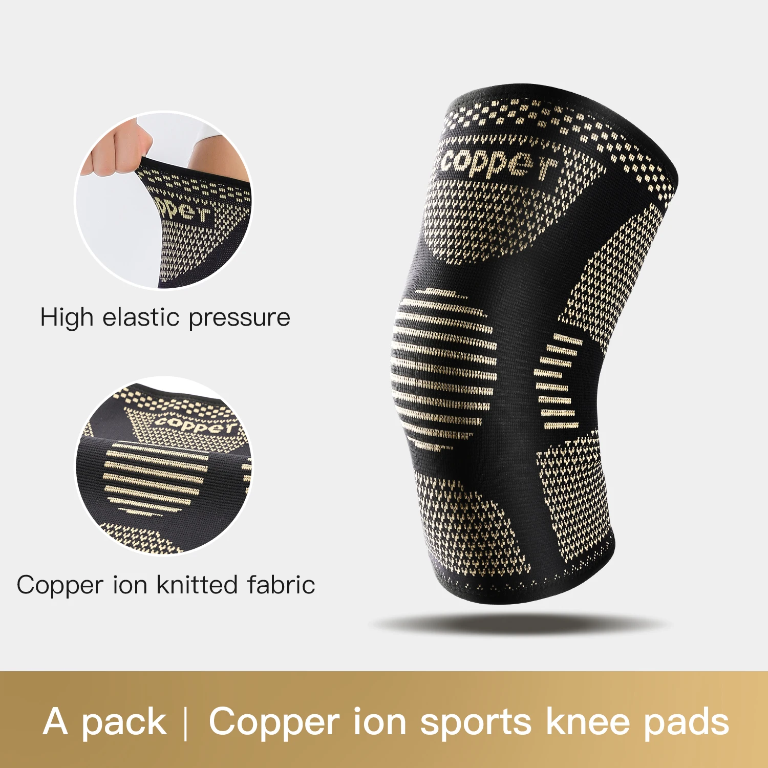 Koperen kniebrace voor artritis pijnondersteuning - Koperen kniebandage voor kniepijn Compressiebandage voor sport, kniepijnverlichting - afbeelding 1