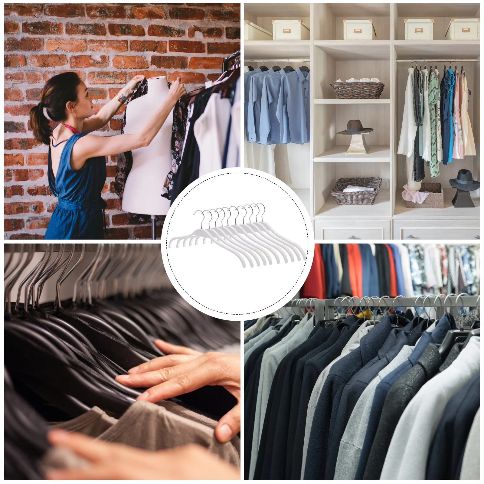 

10 pcs Traceless 30 Kg Load Anti-Skid Plastic Coat Hangers Semicircle Shoulder Protection Rustproof Sun-Resistant Clothing