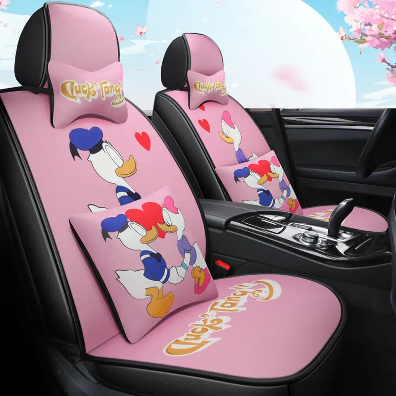 Disney Mickey Minnie Stitch Cute  car accesorios para auto Four Seasons Universal anime tools led seat cover