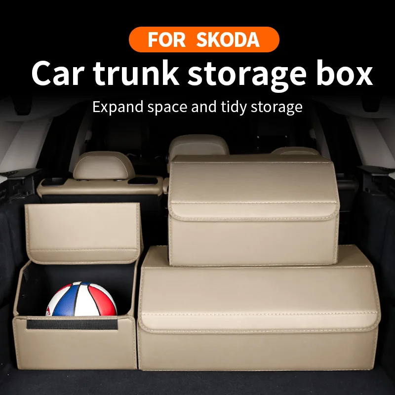 

Car Trunk Organizer For Skoda Octavia Fabia Kamiq Karoq Kodiaq Superb Enyaq SE Technology Kushaq Slavia Kylaq Cars Accessories