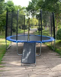 Outdoor 10ft 12ft 16ft round park trampoline with slide ladder for adults