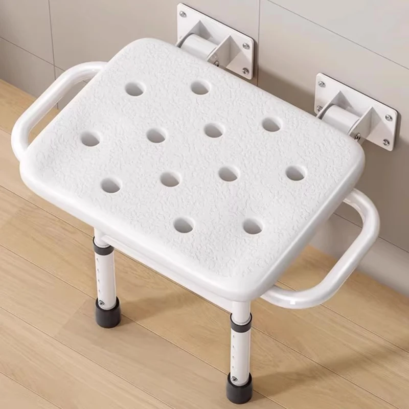 Kursi Kamar Mandi Terpasang Di Dinding Pancuran Kaki Lipat Bangku Nordik Hemat Tempat Tua untuk Penyandang Cacat Furnitur Trendi Tabouret Tua