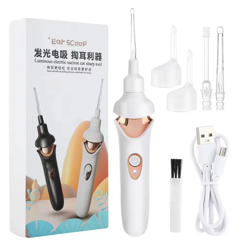 Alat Pembersih Telinga Spiral Pemetik Telinga Alat Penghisap Telinga Bercahaya Penghilang Kotoran Telinga Vakum Elektrik untuk Anak-anak Dewasa