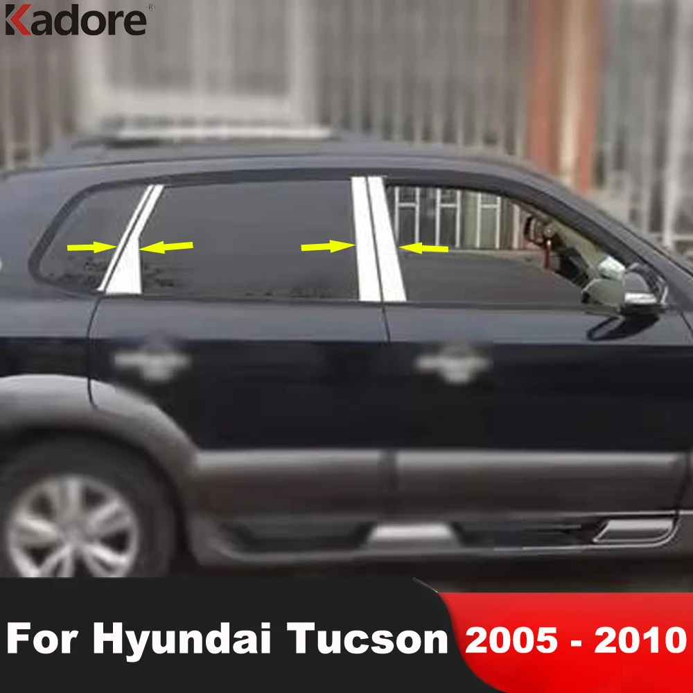 Window Center Pillar Post Strip Cover Trim For Hyundai Tucson 2005 2006 2007 2008 2009 2010 Steel Car Accessories