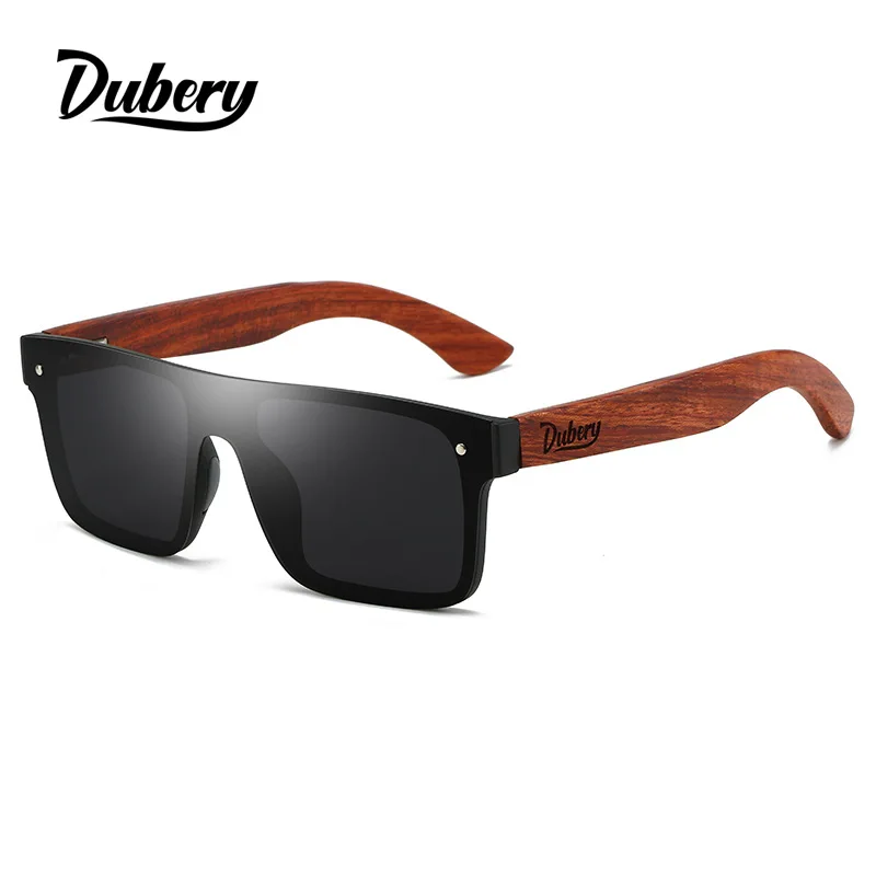 DUBERY New Wood Sunglasses Men Polarized Fashion Square Sun Glasses Male Outdoor Driving Riding Natural Wood Eyeglasses UV400