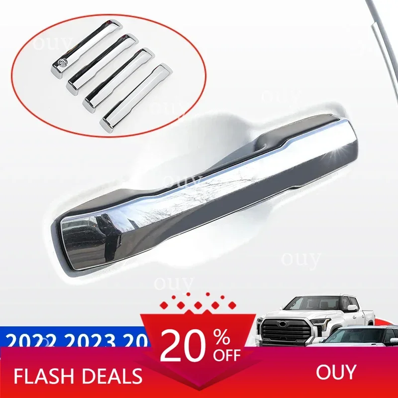 Chrome Tuning Outside Door Handles Decoration  Sticker For 2022 2023 2024 Toyota Tundra Sequoia Exterior upgraded Accessories
