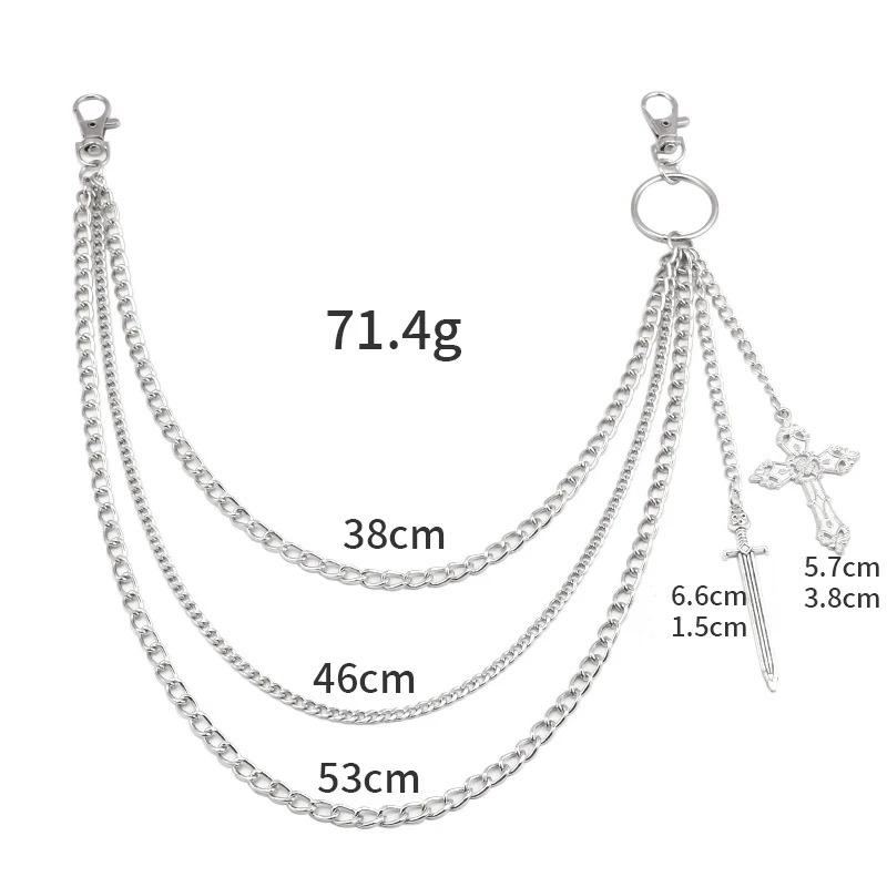 Punk Spike Niet Layered Metall Kette Schlüsselanhänger Für Männer Frauen Hosen Jeans Biker Gothic Rock Gürtel Ketten Schmuck Zubehör Geschenk – Detail 6