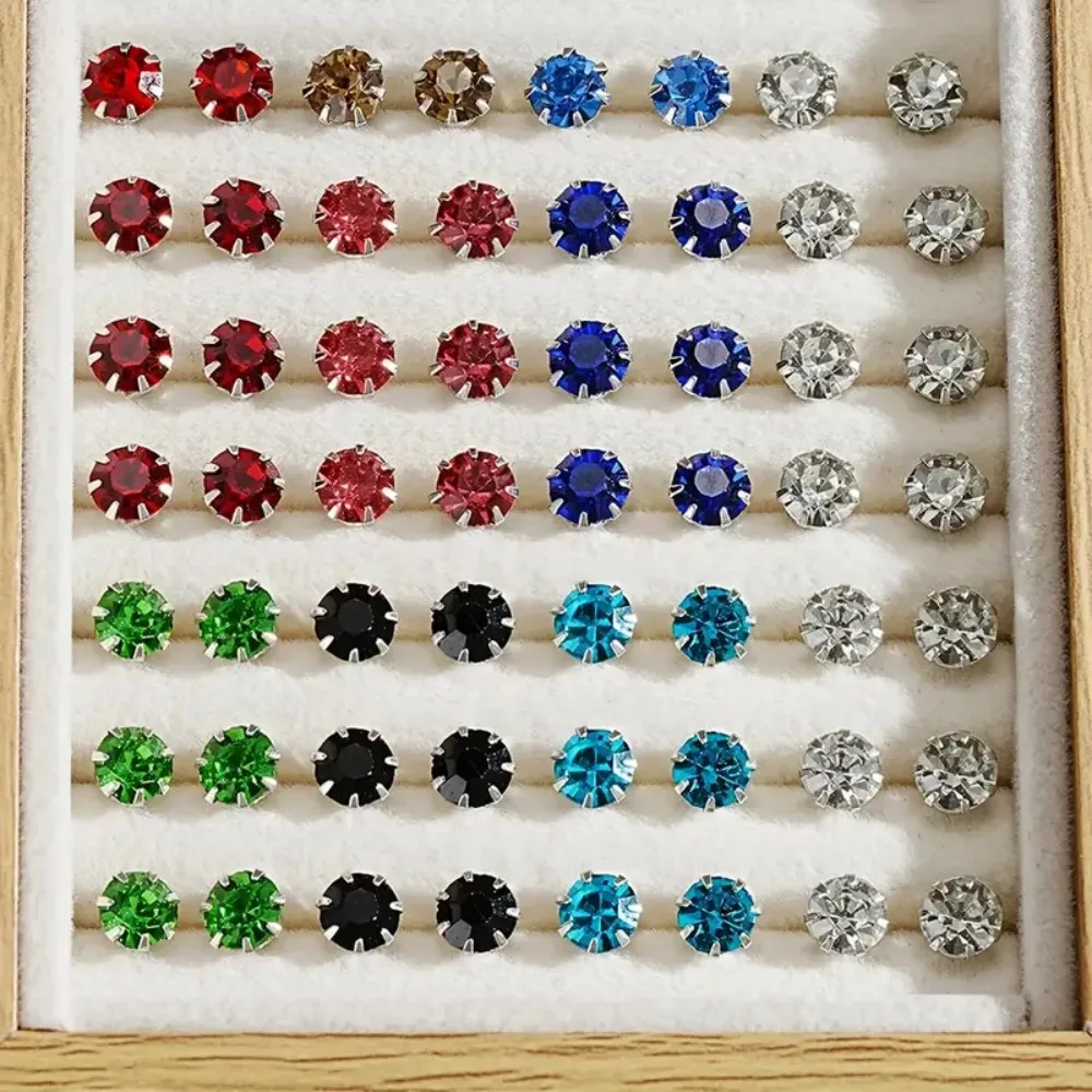 Elegant 24pcs Colorful Stud Earrings Set for Women & Men Stainless Steel Posts Alloy Perfect for Daily Wear Gift No Box Included